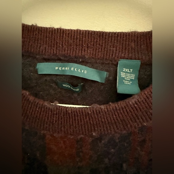 Perry Ellis Sweater Mens SZ 2XLT Pullover Long Sleeve Cotton Wool Blend Texture - Picture 2 of 8